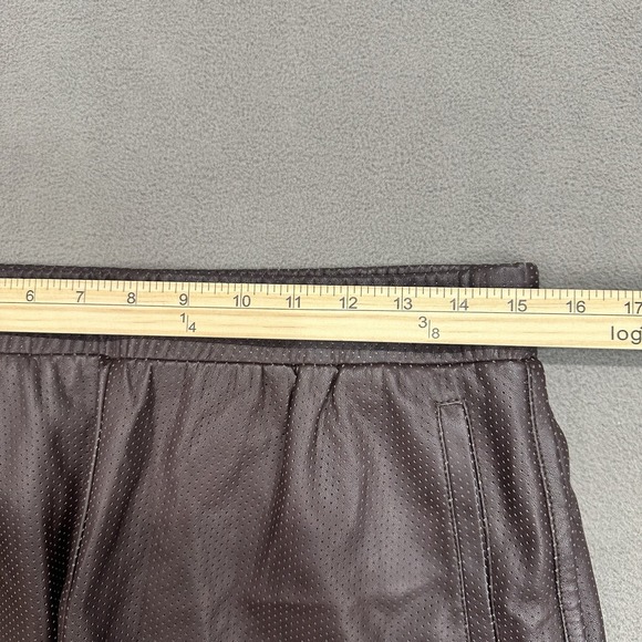 Avec Les Filles Mesh Faux Leather Shorts Size M Athletic Perforated Brown New - Picture 4 of 9